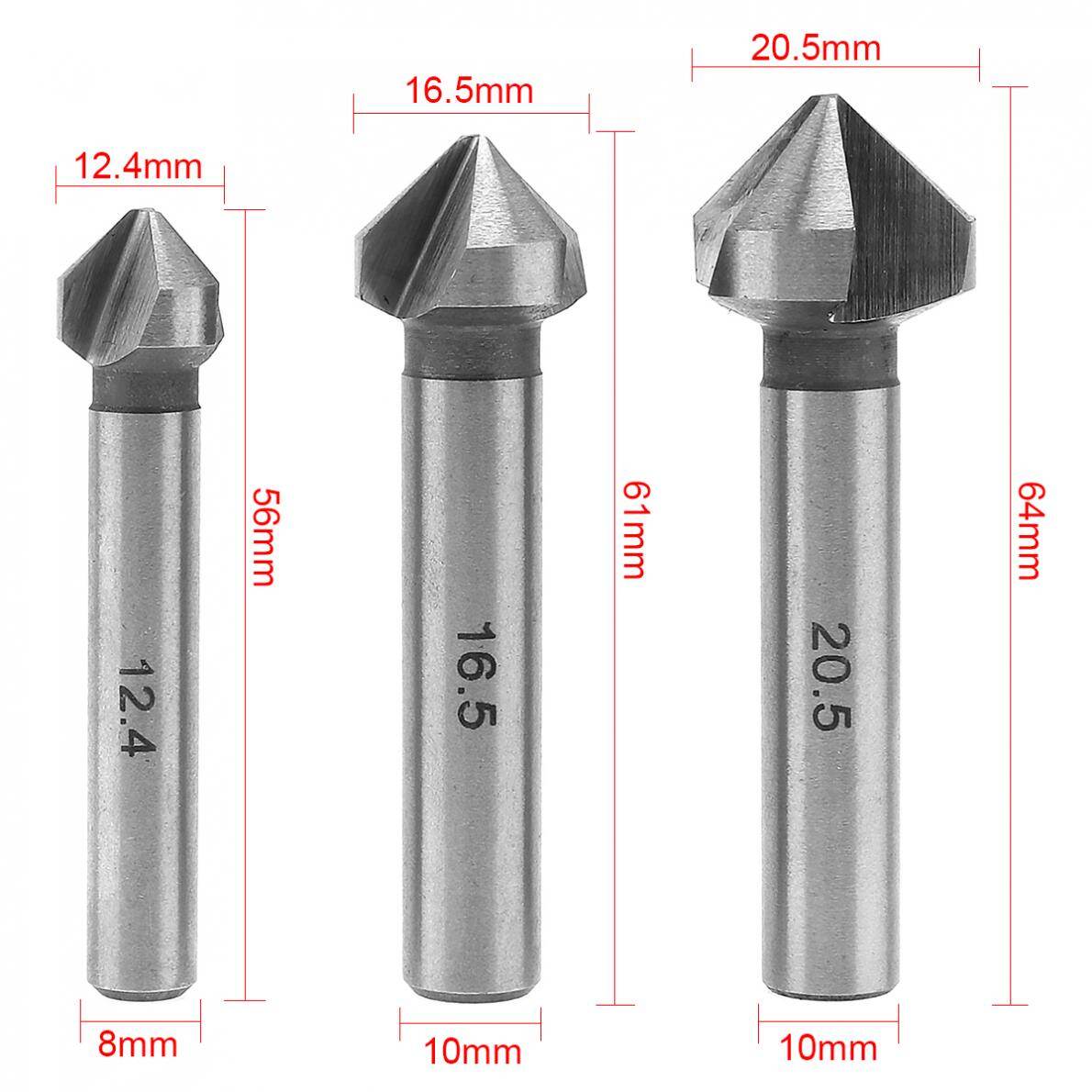 ChgImposs 6 Cái Mũi Khoan HSS Mũi Khoan 3 Cạnh 90 Độ Chamfer End Mill