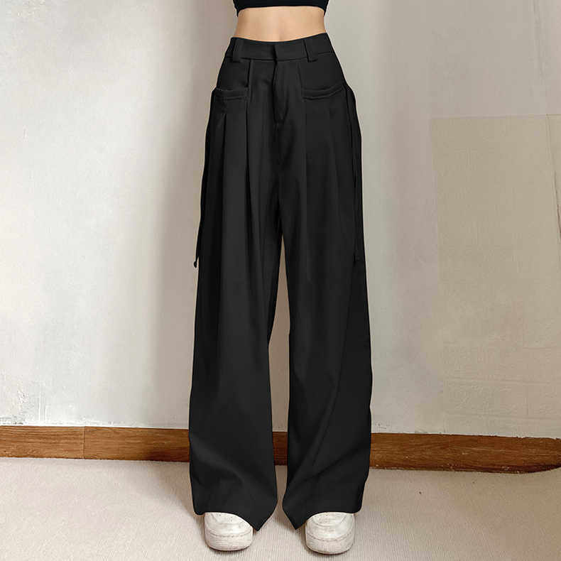 Y2k American style high waist sports Cargo pants for women Korean style casual wide leg trousers