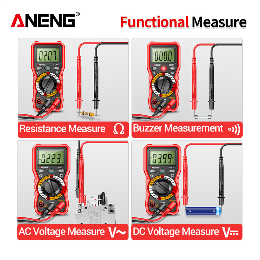 ANENG SZ301 600V Digital Multimeter 2000 Count High-precision Intelligent AC/DC Votage Current Automatic Tester Electrical Resistance Ohm Ammeter Capacitance Meter