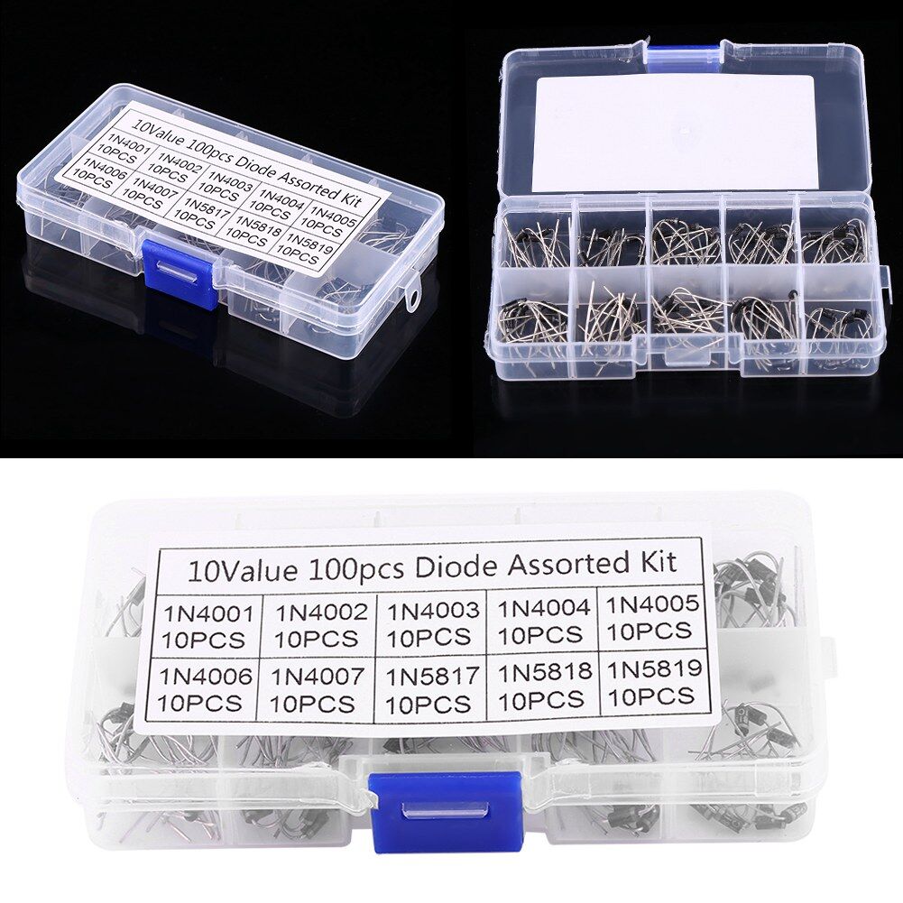 Zonejoy Bộ 100 Linh Kiện Điện Tử Diode Chỉnh Lưu 10 Giá Trị 1N4001 ~ 1N4007 1N5817 ~ 1N5819 Có Hộp