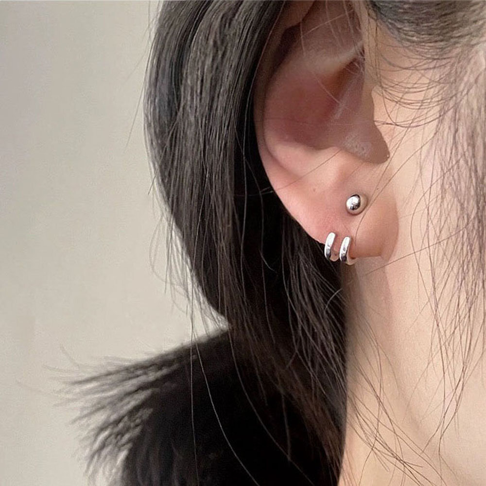 Simple Temperament Stylish Bead Metal Rear Hanging Fashion Accessories Ear Studs Women Jewelry Earrings
