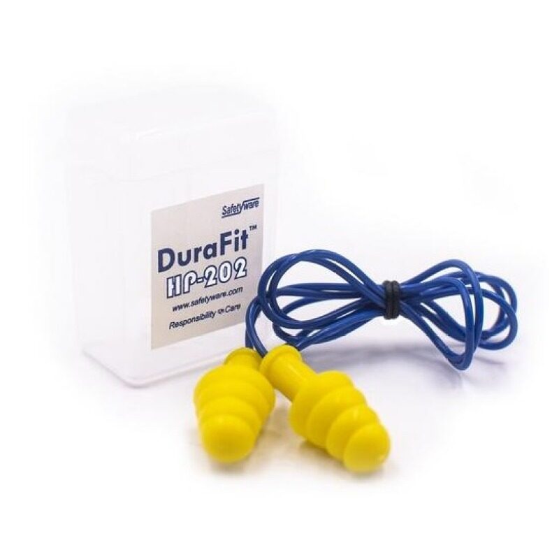 SAFETYWARE DuraFit Reusable Ear Plugs, Corded with Plastic Casing (HP-202) NRR: 25dB Qty: 6Pairs