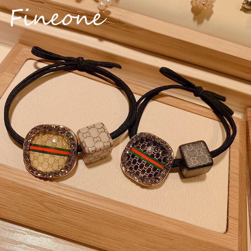 2Pcs/Set Leopard crystal hair rope Elastic Hair Bands Ponytail Holder Hair Accessories