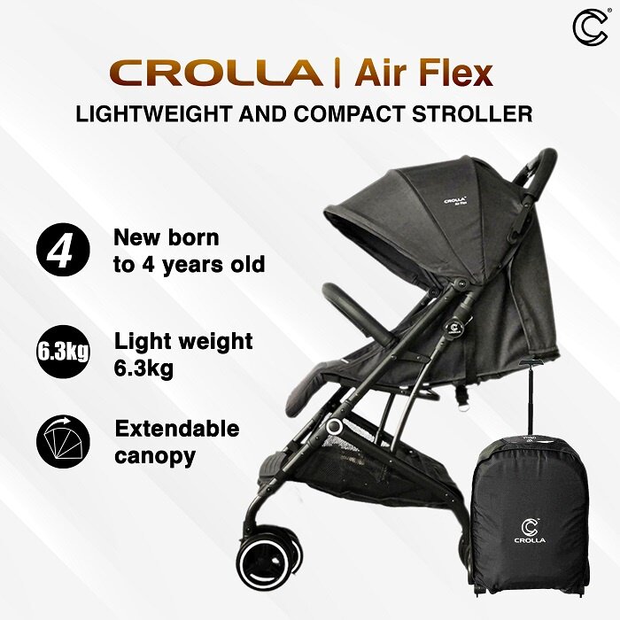 Crolla Air Flex Easy Fold Cabin Compact Stroller New Born to 18kg 1 Year Warranty Lazada