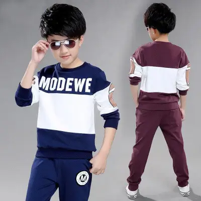 5-9T Children Boys Clothes Set Autumn Cotton Long Sleeve + Long Pants Kids Boys Sports Outfit