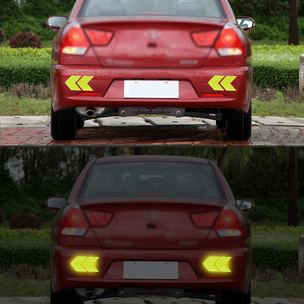 JaneDream White-2Pcs Car Reflective Sticker Arrows Pattern Warning Decals For Motorcycle Auto Tail Bar Bumper Safety BYD ATTO 3