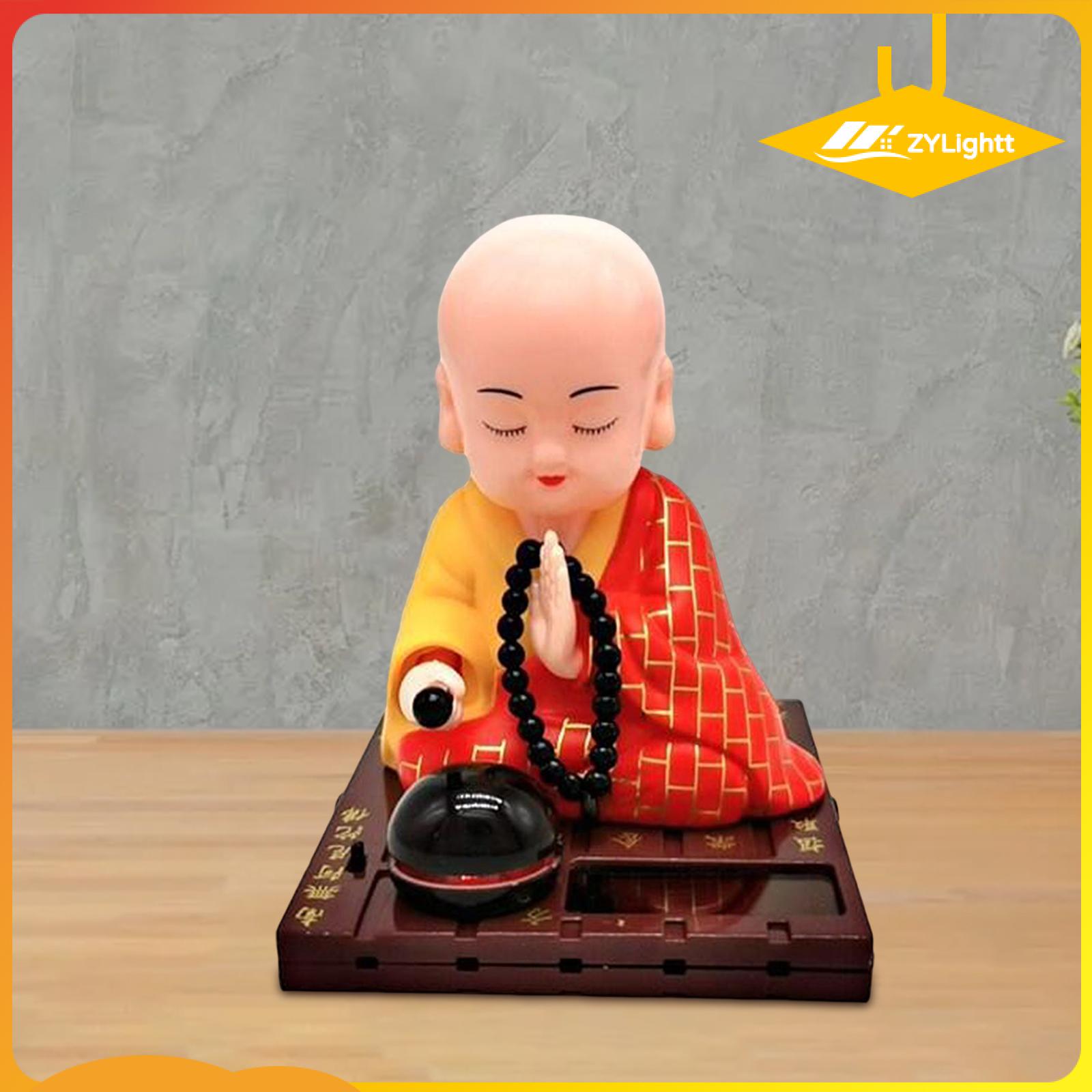 ZYLightt Solar Power Dancing Toy Buddhist Monk Nodding Head Toy Car Decoration