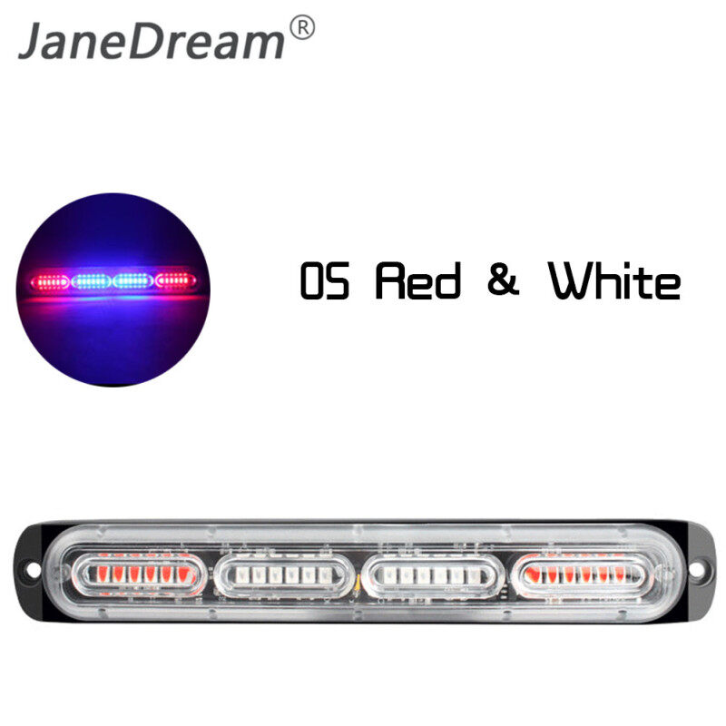 JaneDream 1 Thanh Đèn Led 24 Thanh Màu Đỏ & Trắng Cho Xe Hơi Flasher Fso Auto Flash Cảnh Sát Flasher Đèn Chiếu Sáng Nhấp Nháy Đèn Led Cảnh Sát Nhấp Nháy Đèn Nháy