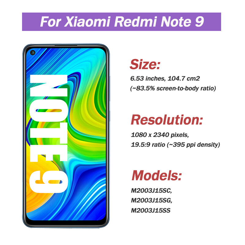 6.53 "ban đầu cho Xiaomi Redmi Note 9 Màn hình LCD m2003j15sc màn hình cảm ứng cho Redmi Note 9 LCD m2003j15sg hiển thị m2003j15ss