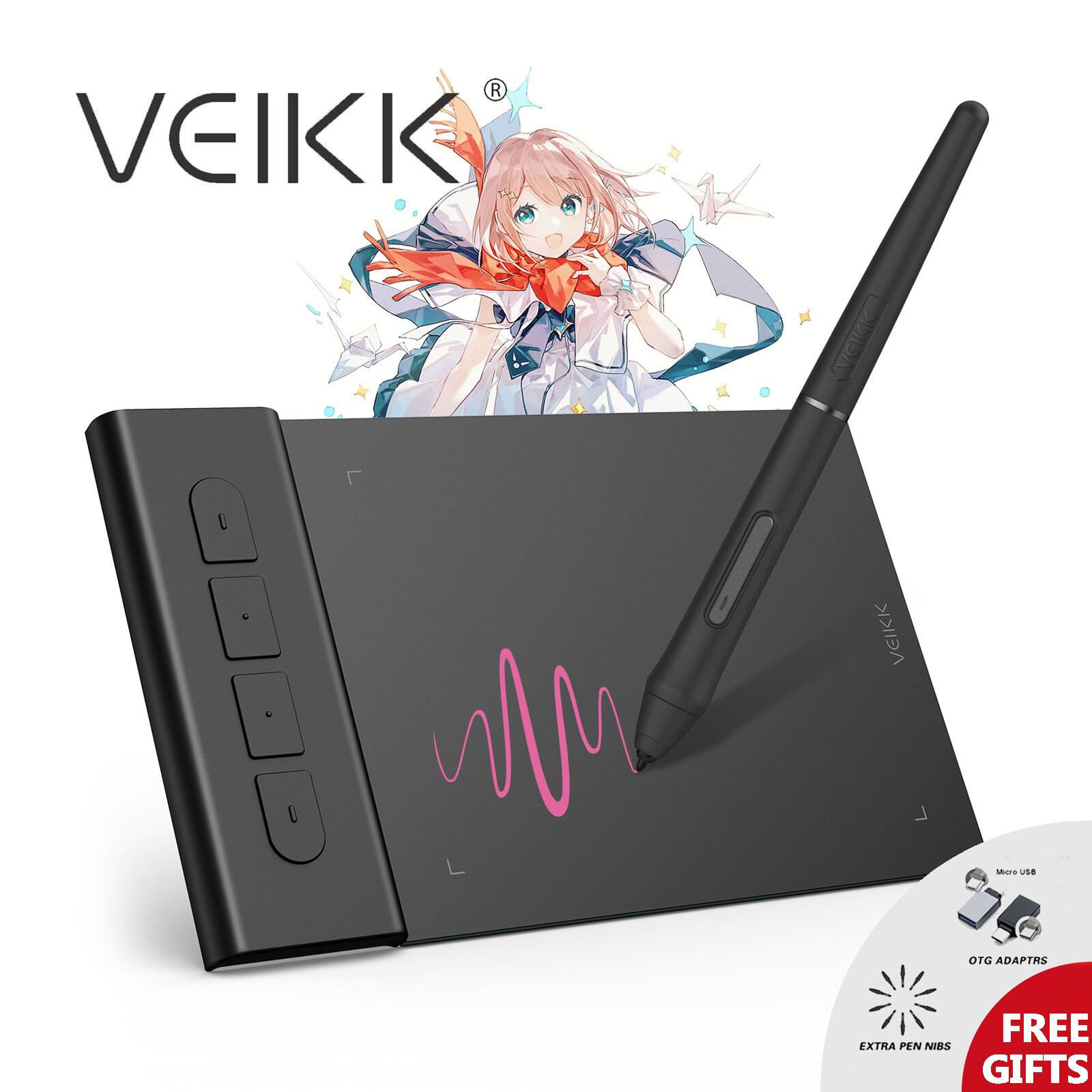 VEIKK S640 VK430 Ultra Thin Easy Carrying Pen Tablet Graphic Drawing 