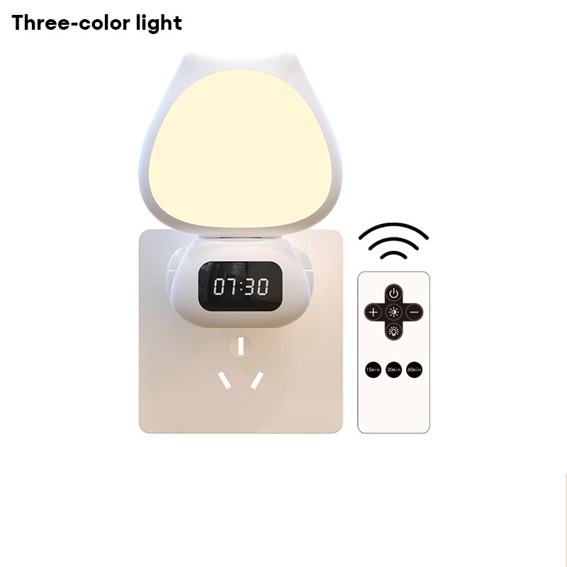 JIASHI Remote control night light small night light 300°rotating charging and plugging dual-purpose timing adjustable light with clock