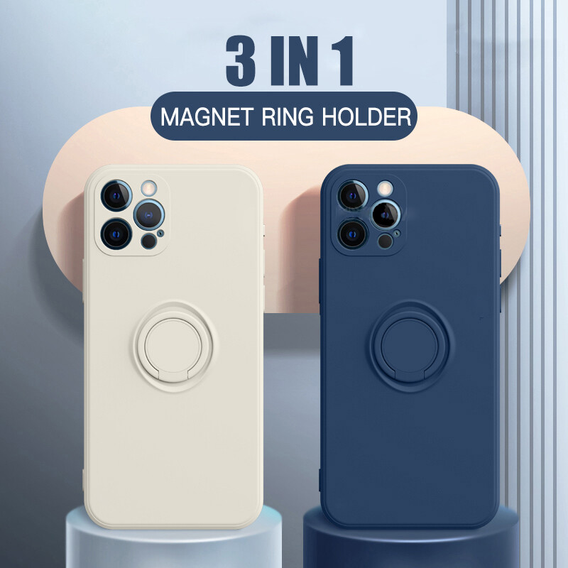 Magnetic Stand Liquid Silicone With lanyard Phone Case For iPhone 11 12 13 14 Pro Max 14 Plus 12 13 Mini XS Max X R XR SE 2020 6 7 8 Plus Soft Finger Ring Holder Strap Cover