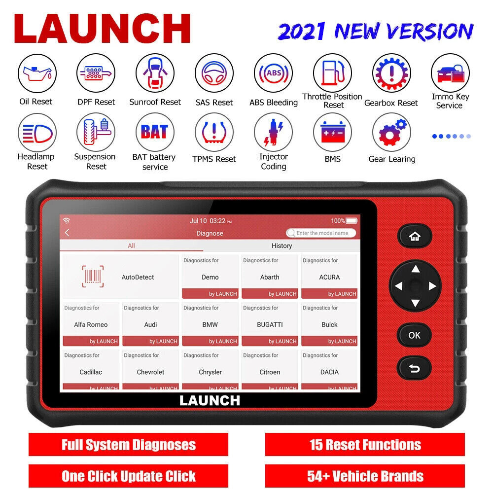 LAUNCH X431 CRP909 OBD2 Scanner Full System Code Reader With SAS TPMS IMMO ABS DPF EPB 15 Reset Functions EOBD JOBD Professional Wifi Auto Car Diagnostic Tool for Proton Predua PK MK808