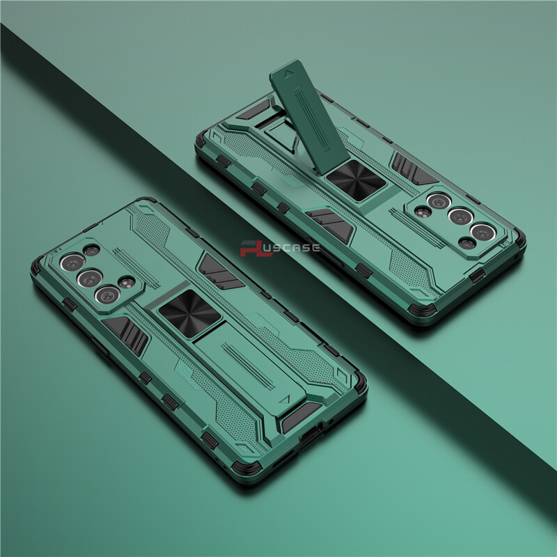 PlusCase for OPPO Reno6 Pro 5G Case Shockproof Kickstand Armor Camera Lens Protector Hard Back Cover