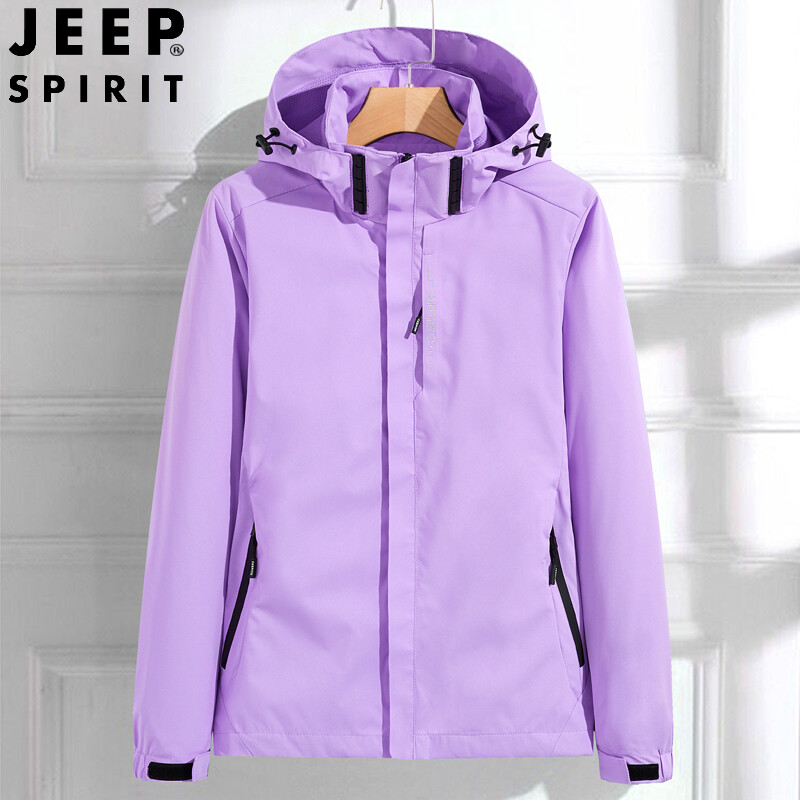 JEEP SPIRIT Outdoor Hiking Raincoat Waterproof Lightweight Jacket Autumn Casual Men's Hooded Jacket