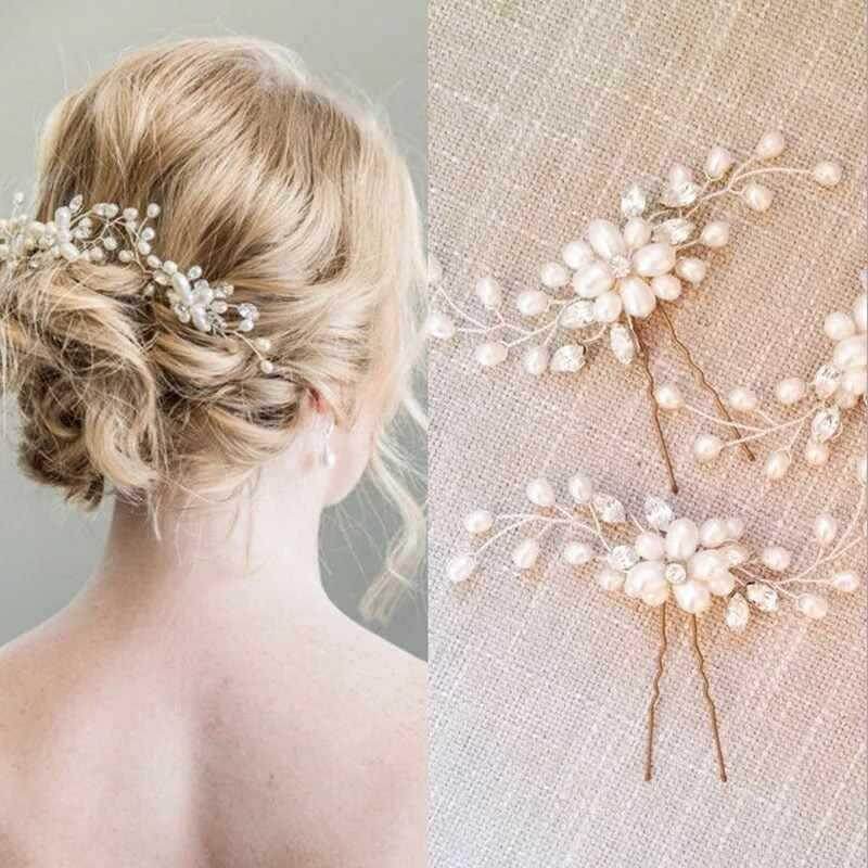 1Pcs Pearl Flower Crystal Hair Pins All-match Elegant Coil Hair Pin