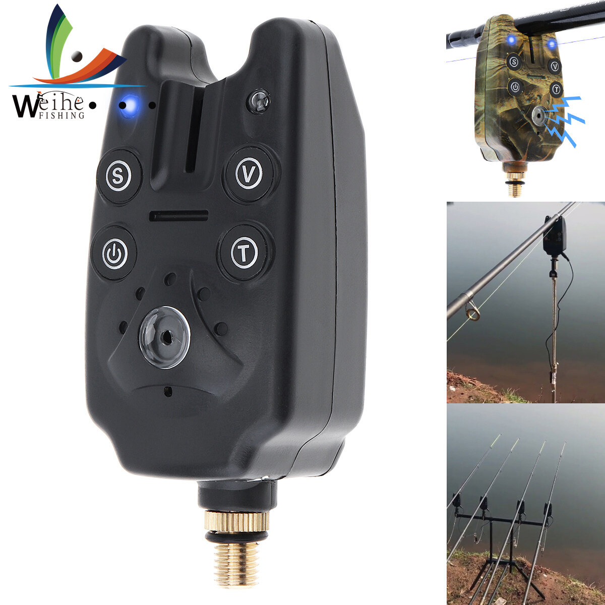Weihe Electronic Fish Bite Alarm Carp Fishing Bell LED Light Adjustable Tone Volume
