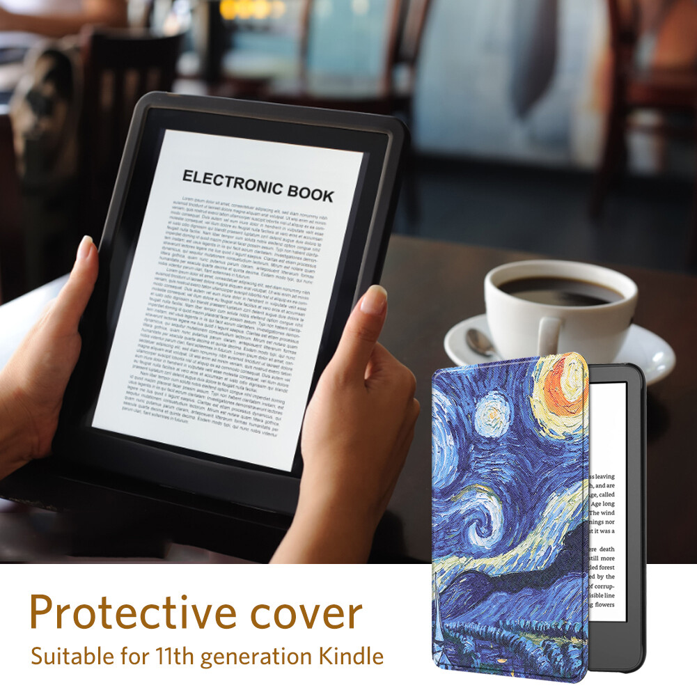 Waterproof E-book Reader Shell PU Leather Hard PC Painted E-book Reader Cover Shell Auto Sleep Replacement for Amazon All-new Kindle 2022