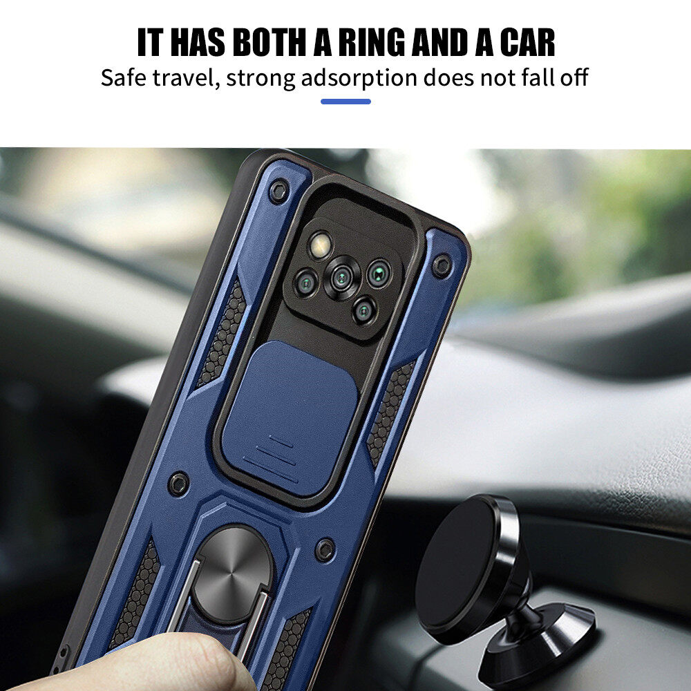 For Xiaomi Poco X3 Pro Ring Stand Push Pull Camera Protect Case For Xiaomi Poco X3 NFC Car Magnetic Stand Ring Armor Shockproof Coque For xiaomi poco x3 x3 pro x3 nfc x3pro x3nfc Push Pull Camera Case