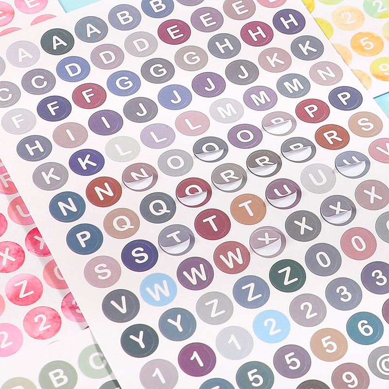 4 Sheets Gradient Colorful Alphabet Number Stickers Student Diary Deco DIY Stickers