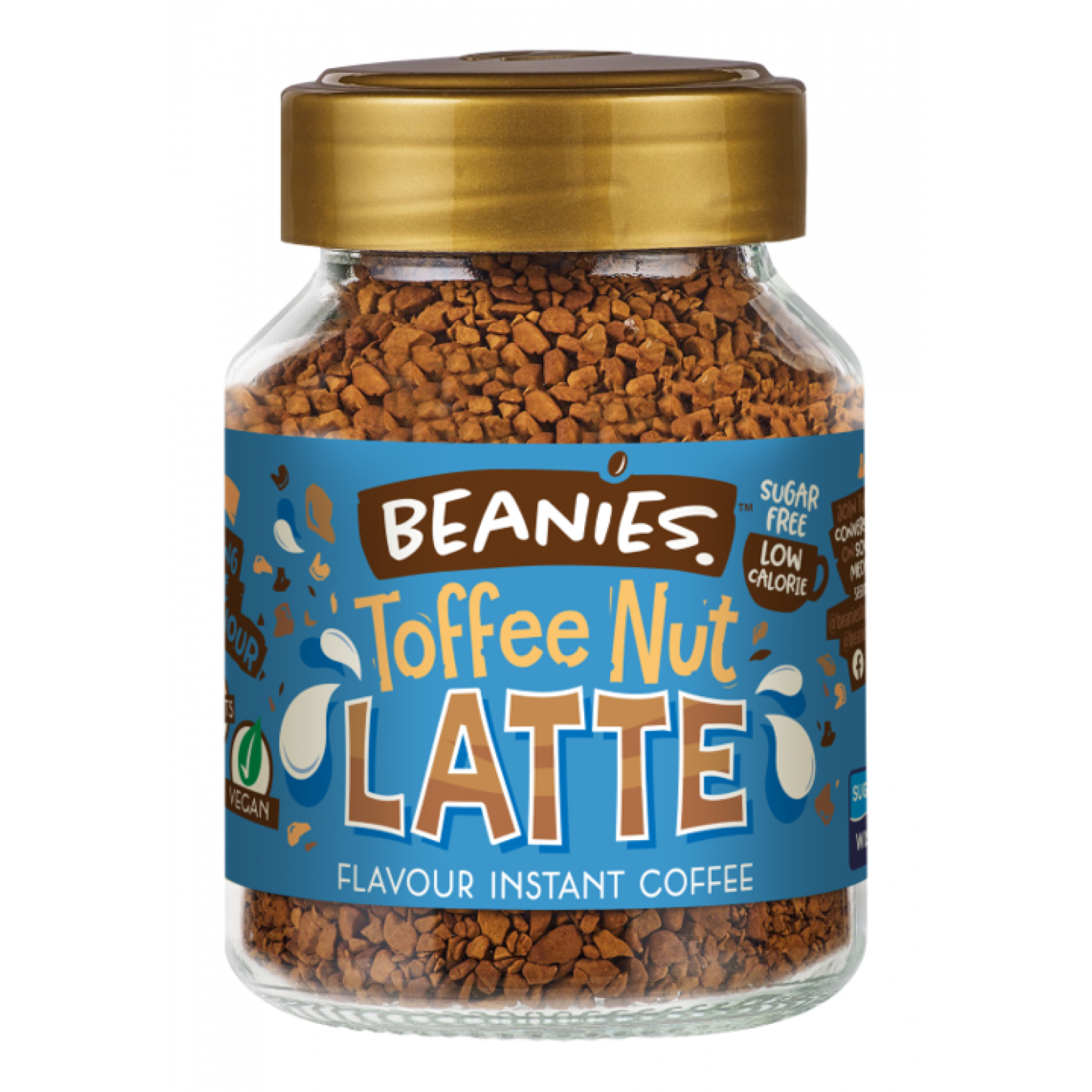 Beanies Toffee Nut Latte Flavour Instant Coffee(50gm) No Sugar Low