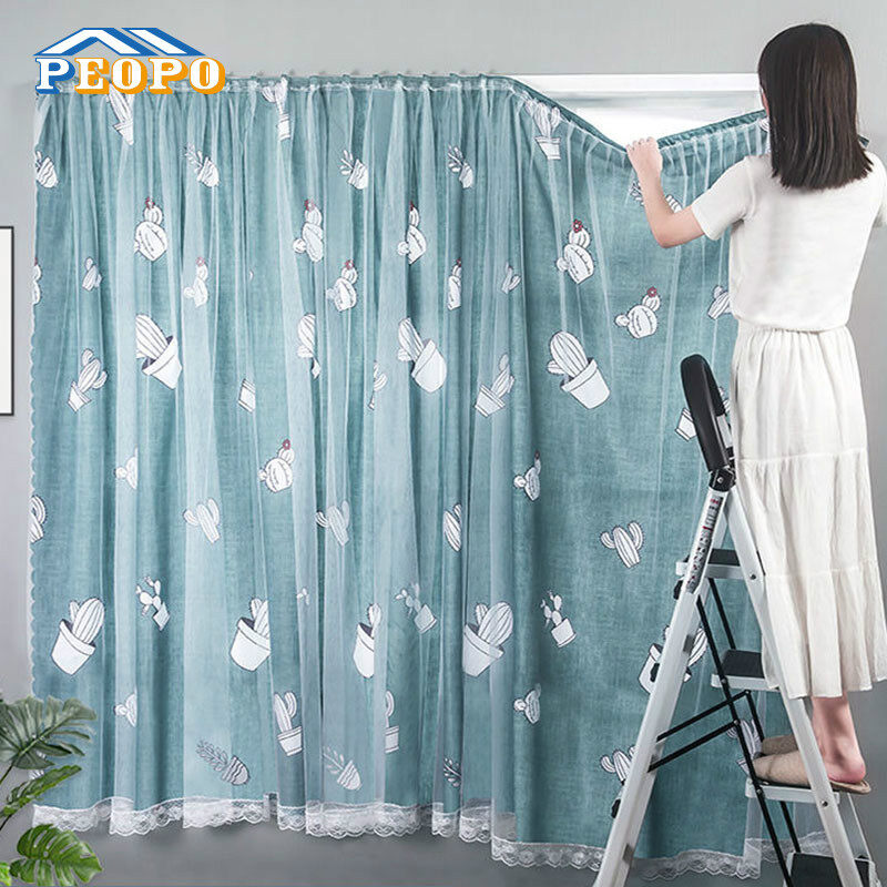Phòng Ngủ Màn Vải Ngắn Rèm Không Cần Phải Đấm Rèm Ngắn Tự Dính