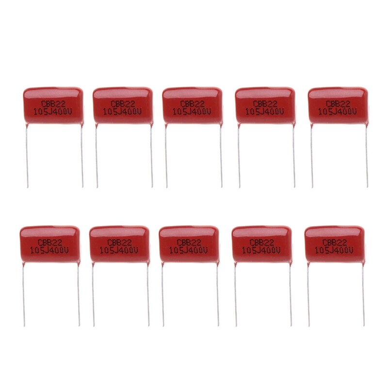 10Pcs CBB22 105J 400V Metallized Film Capacitors 1UF P20mm Thin Film Capacitors