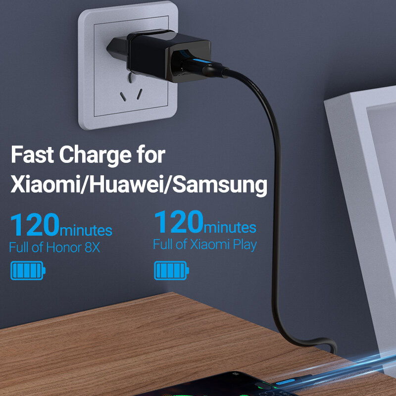 【COD】Vention Cáp Micro USB Cáp USB Sạc nhanh USB TO Micro USB cho Xiaomi Redmi Note 5 Pro Android Cáp dữ liệu điện thoại di động cho Samsung S7 Bộ sạc Micro Cáp USB Cáp sạc USB Cáp USB