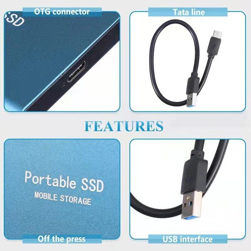 Portable SSD 1TB/2TB High-Capacity USB/Type-C Interface High-Speed Mini Hard Disk External Hard Disk For Laptops/Desktop/Phones