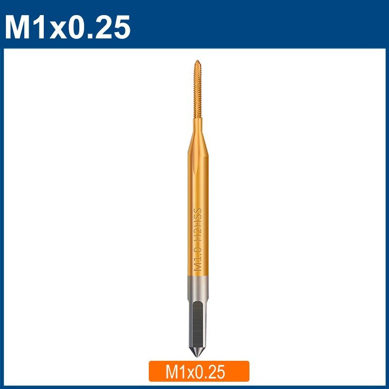 Hss thread tap m1 m1.2 m1.4 m 1.6 m1.7 m1.8 screw machine tap titanium coating metal screw hole tap drill steel tap drill bit