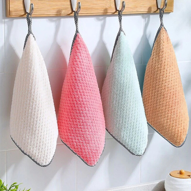 Super Absorbent Microfiber Dishwashing Kitchen Dish Cloth Towel Non-Stick Oil, Thickened Table Cleaning Cloth
