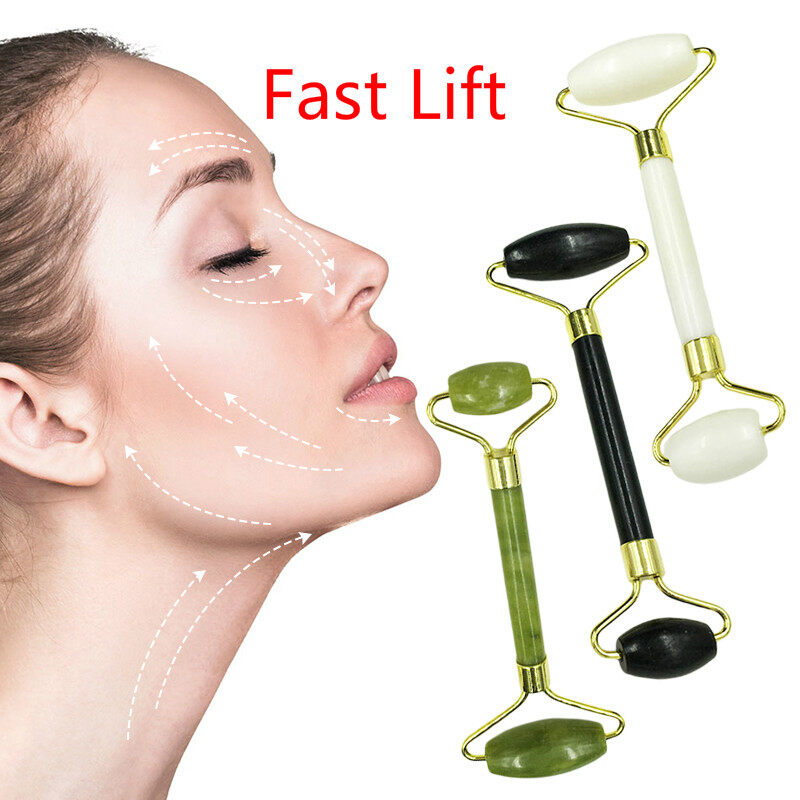 Roller Massager for Face Green Gua Sha Jade Stone Massager Face Slimmig Rollers Lift Anti Wrinkle Facial Beauty Skin