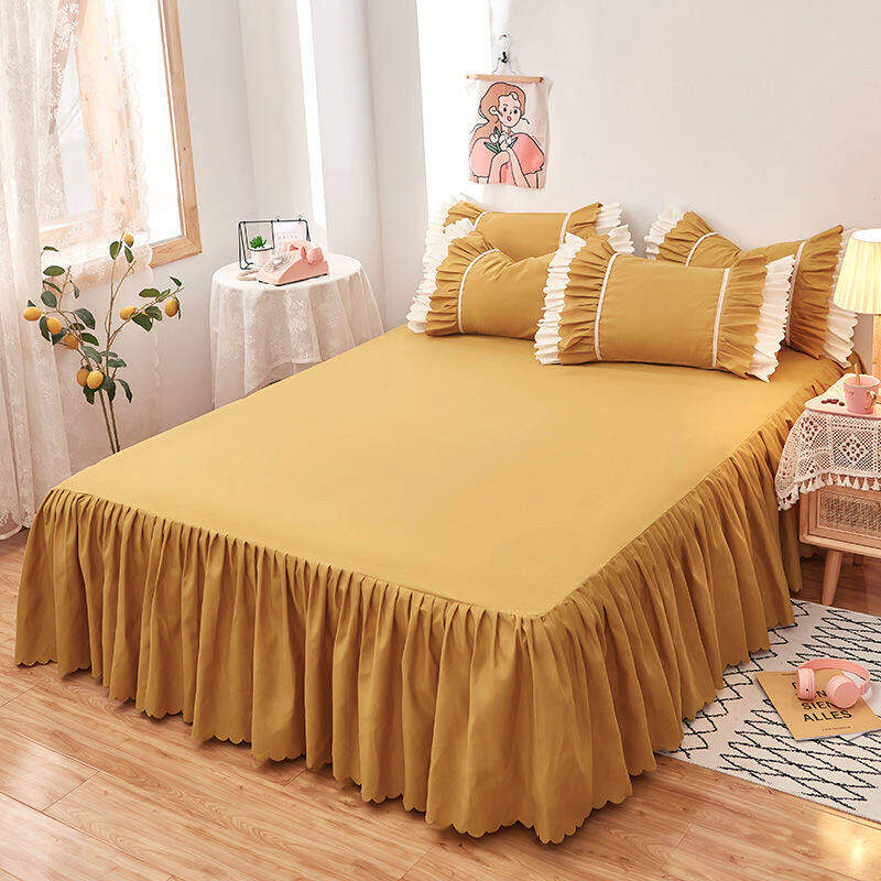 Solid Color Bed Skirt King Queen Size Mattress Dustproof Cover 4/5/6 Foot  Bed Cover (Pillowcase Purchased Separately)