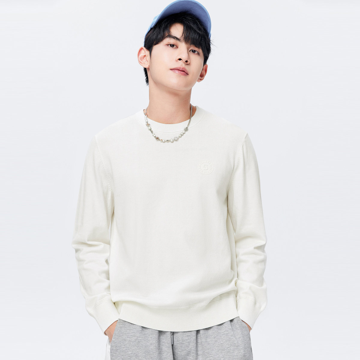 Semir Pullover Sweater for Men in Autumn Simple Solid Color Fit Comfortable Casual Versatile Sweater