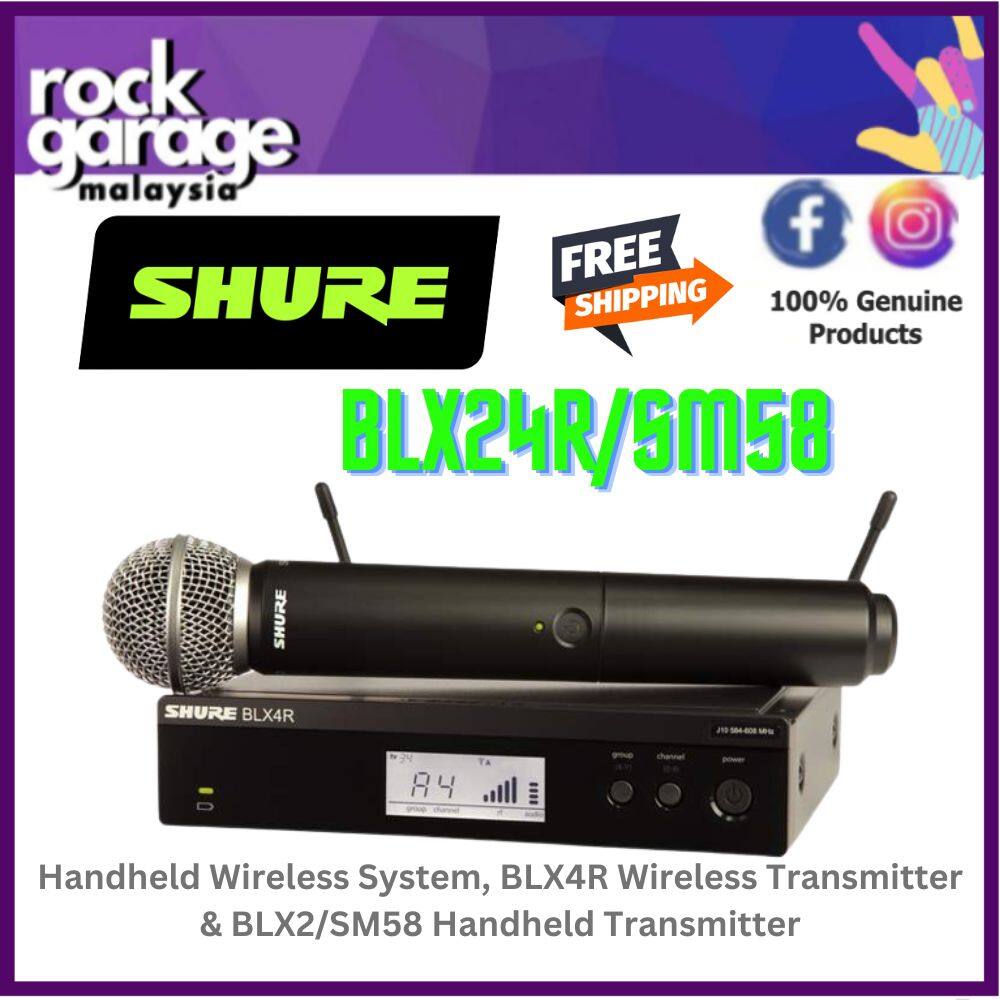 Shure blx24r sm58 handheld wireless system blx4r wireless transmitter