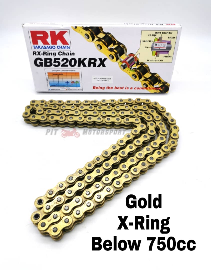X Ring Rkm RK Gold Chain & Black Chain 520 X-ring / 520 Xring / Rantai Emas ...