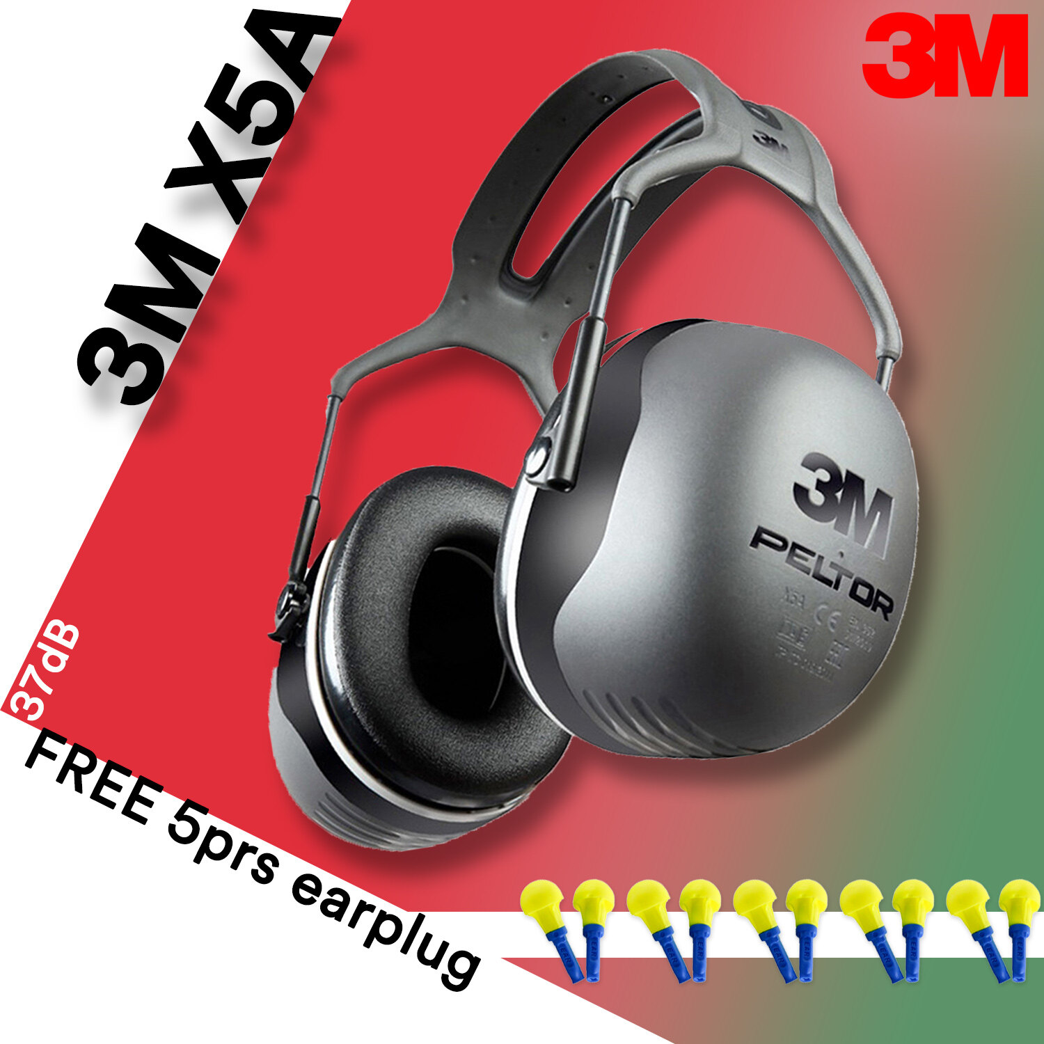 3M X5A Peltor X5 Series Over-The-Head Safety Ear Muff/ Earmuff DOSH ...