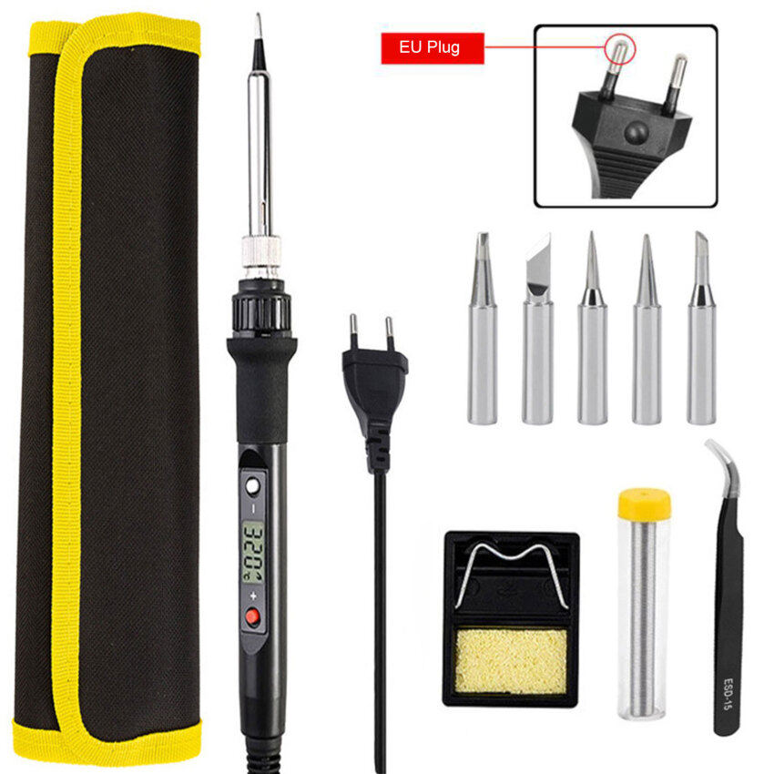 Electric soldering iron led digital display 80w 220v 180-480℃ welding pen electronic heating weld tools eu plug/us plug