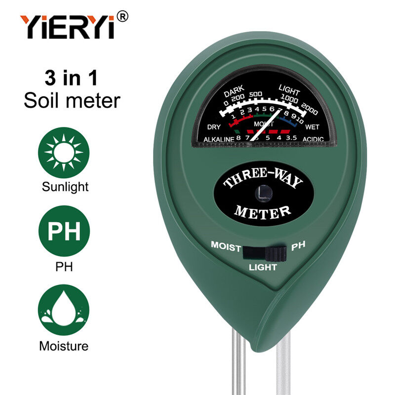 yieryi New 3 in 1 Soil pH Meter Moisture Light Tester Horticulture Gardening Tool Kits for Garden Lawn Farm Promote Plants