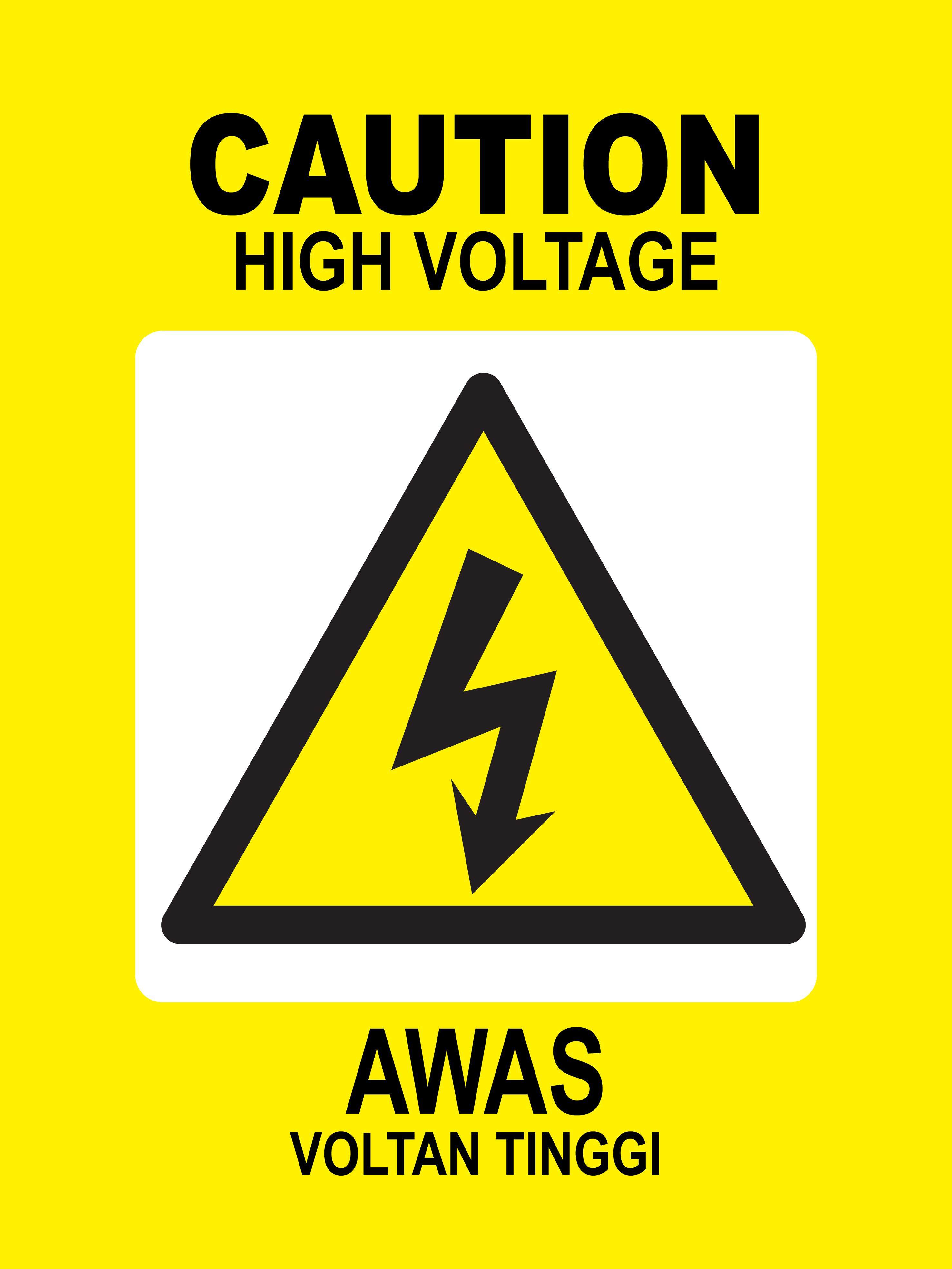 CAUTION HIGH VOLTAGE/ AWAS VOLTAN TINGGI SIGN 400MM X 300MM X 1.0MM ...