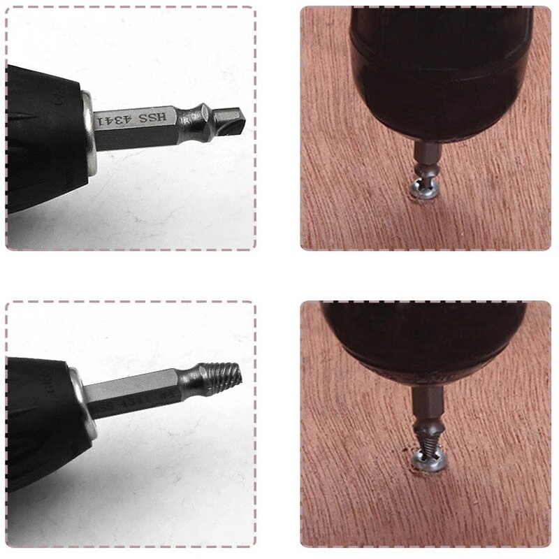 Broken double head screw extractor, sliding thread and broken wire remover 4341 hexagon drill set, broken wire extractor