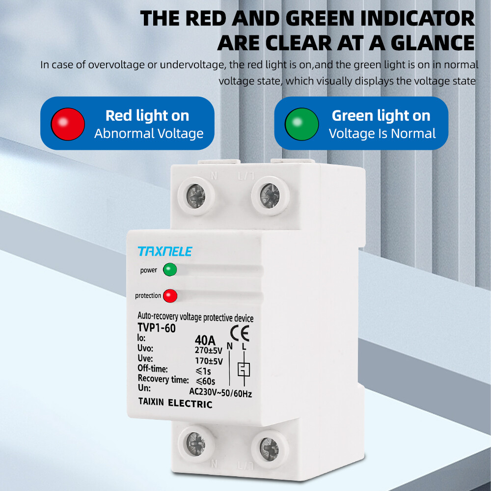 40A 60A 230V Din Rail phục hồi tự động kết nối lại quá áp và dưới Điện áp bảo vệ thiết bị bảo vệ Rơle