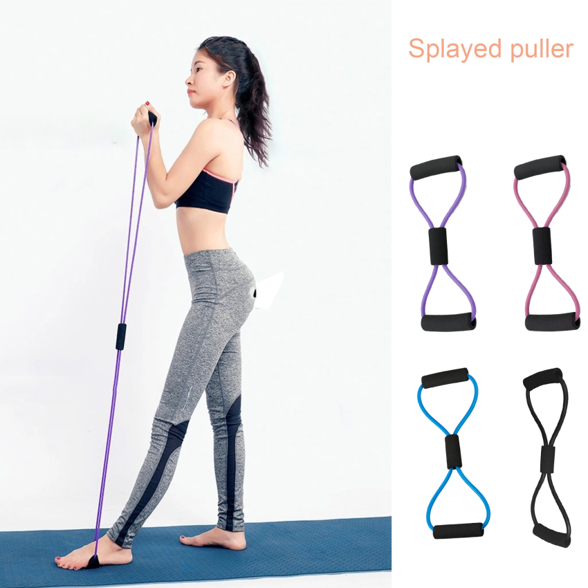 8 Word Yoga Resistance Band Fitness Exercise Shoulder Trainer Elastic Pull Rope Chest Expander Muscle Training Tube Rubber Band Gym Fitness Equipment