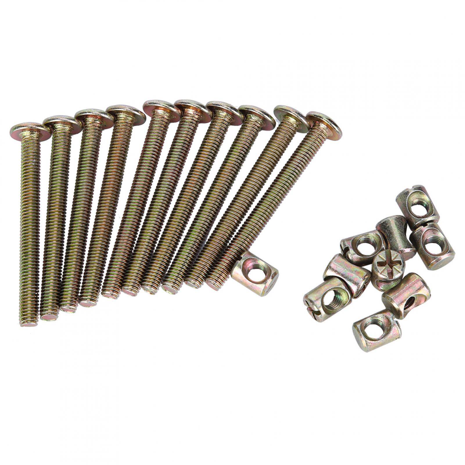 10PC M6 40-100mm Hex Socket Head Screws Furniture Bolts w/ Barrel Nuts Fasteners 40mm