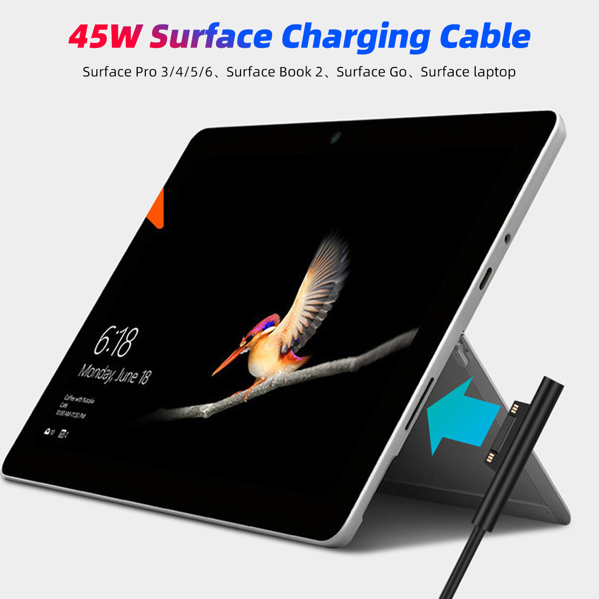 FONKEN Cáp Sạc Nhanh Microsoft PD To TYPEC Phụ Kiện Sạc Máy Tính Bảng Nguồn USB C 45W Cho Microsoft Surface Tablet PRO5 Microsoft Surface Pro 3 4 5 6 Cáp Sạc