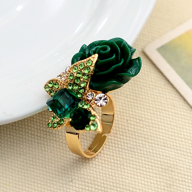 0duw Women Charm Rhinestone Ring Inlay crystal Butterfly Flower Alloy Jewelry Accessories Girl Fashion