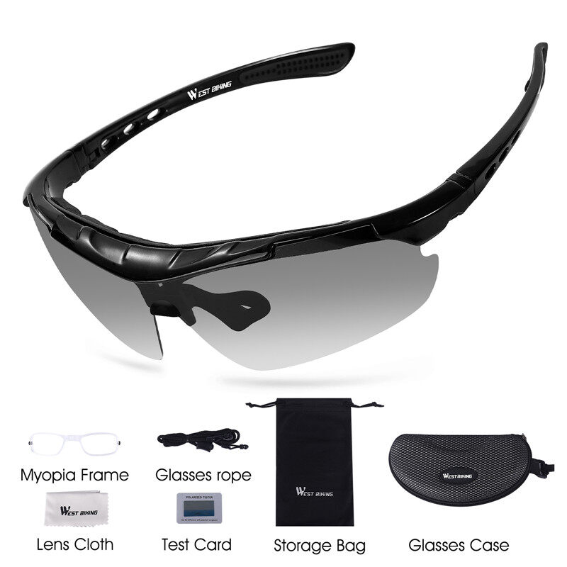 WEST BIKING Polarized Bicycle Glasses Cycling Sunglasses Men Women Outdoor Sports Eyewear With Mypia Photochromic Bike Goggles Cycling Equipment