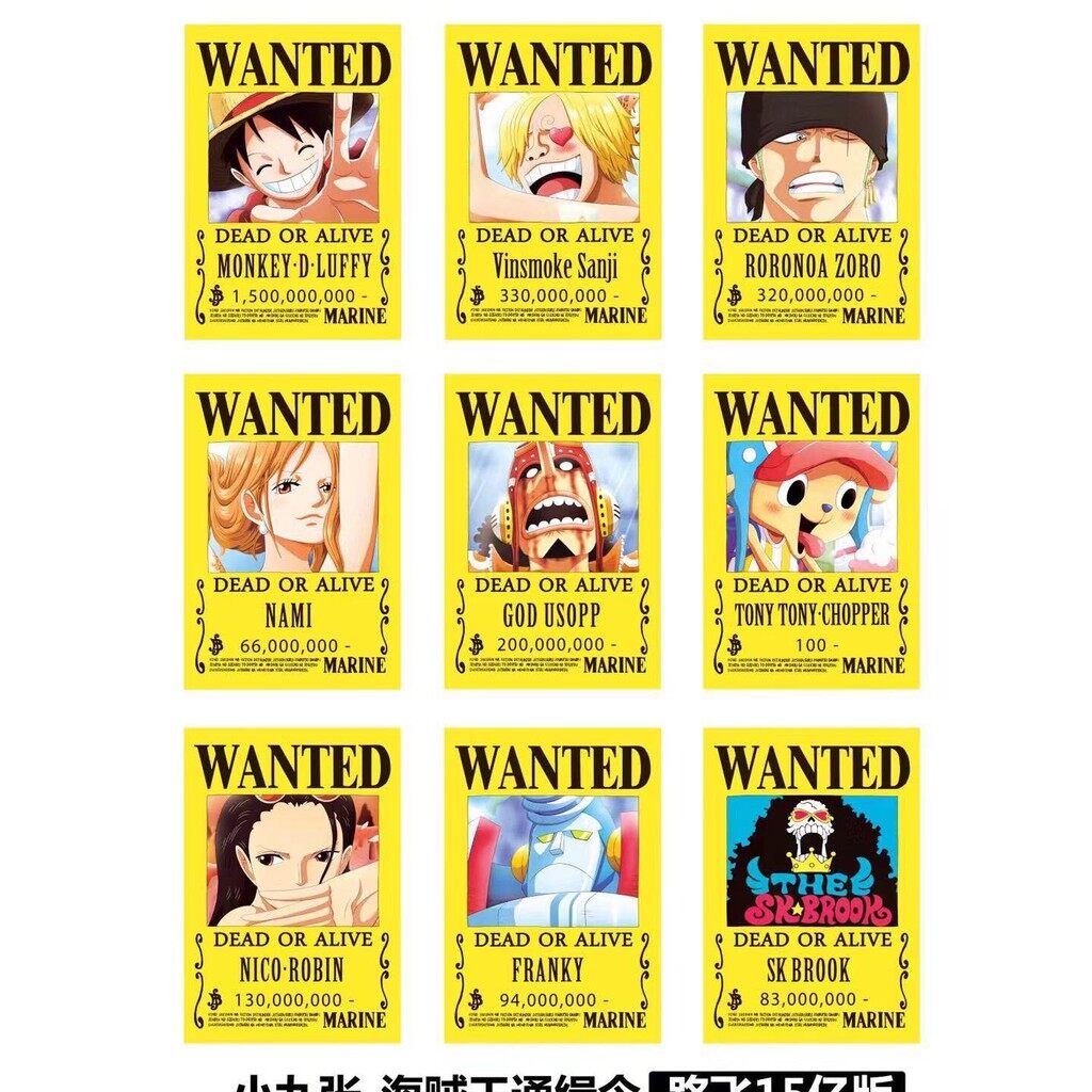 one-piece-poster-wanted-luffy-zoro-warlord-set-of-8-9-small-set-of-8-9