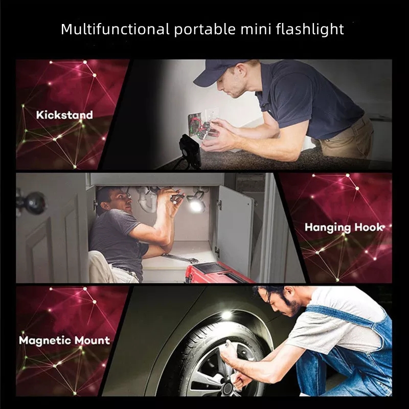 Portable Multifunction Keychain Light USB Rechargeable Mini Repair Light Work Lamp Outdoor Emergency Light White/Red/Blue 3Color Light