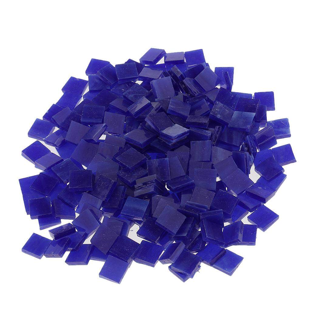 250x Square Glass Mosaic Tiles Pieces for Crafts Material 10x10mm Dark blue